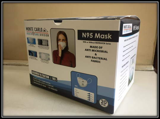 Monte Carlo soft face masks - Pack of individually packed 20 masks